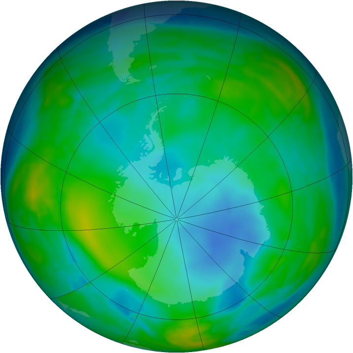 Antarctic ozone map for 18 July 2008